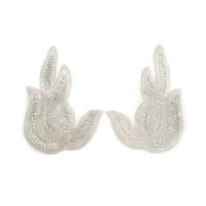  Sequin Sprout Applique (Pair) By Shine Trim   Clear/white 