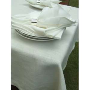  Set Tablecloth & 12 Napkins Off White Hemstitched Linen 
