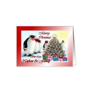   ~ Nephew & Family ~ Whimsical Penguins / Christmas Tree / Gifts Card