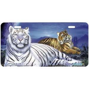 Lords of the Millennium White Tiger and Bengal Tiger Art License Plate 