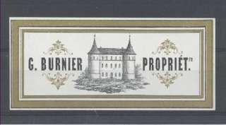 19th CENTURY   BEAUTIFUL FRENCH WINE LABEL   BURNIER  