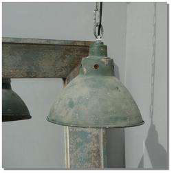 Industrial ROUND GREEN CHANDELIER light fixture factory old style 
