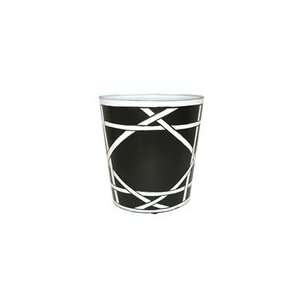  Oval Wastebasket Black with Off White Kane Pattern by 