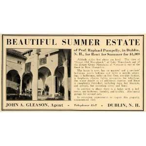  1924 Ad Real Estate Dublin New Hampshire Pumpelly House 