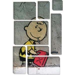  Charlie Brown, Smoking with Gas by Banksy Canvas Painting 