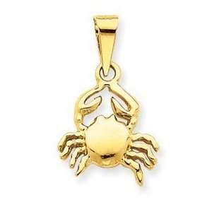  14k Gold Polished Cancer Zodiac Pendant Jewelry
