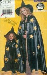 Butt 5104 Witch Cape & Hat No Sew Costume Pattern 8 18  