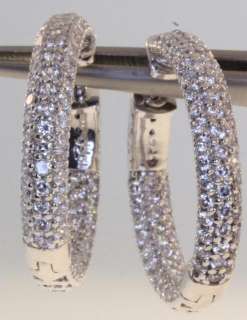 925 Sterling silver cz cubic zirconia hoop huggie in out earrings 7.7g 