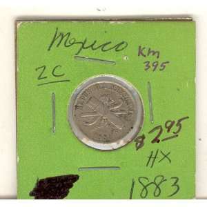 Mexico 1883 Mo (Mexico City Mint) 2 Centavo KM 395, , Copper Niclel 