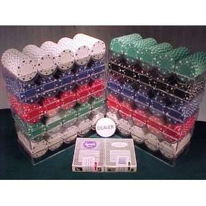  1000 Suited clay 11.5g poker chips w/racks & Extras 