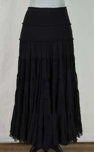 ANNE KLEIN NWT Tiered Silk Chiffon Skirt BLACK   2  