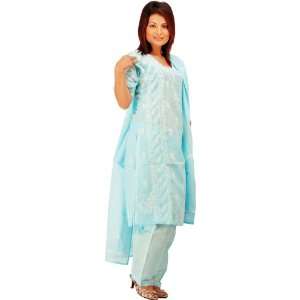  Kameez with All Over Chikan Embroidery   Pure Cotton 