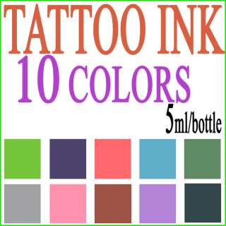 Complete Color Of Tattoo Ink Pigment Set 10 Bottle 5ml  
