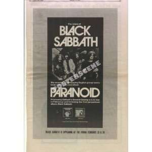 Black Sabbath Paranoid 1971 LP Promo Ad Poster Ozzy
