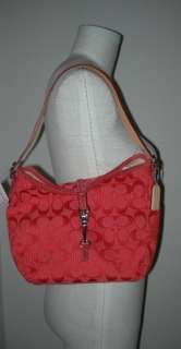   Red Fabric Signature Monogram Handbag SIG SFT CLP HOBO 6845 SV/M3 NWT