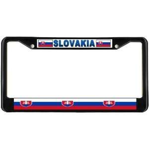  Slovakia Slovakian Flag Black License Plate Frame Metal 