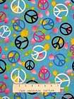 David Textiles FABRIC Peace Paint on Turquoise Blue Cotton YARDS