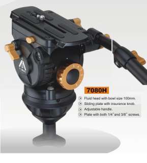 EI7080AA Pro HeavyDuty Video Tripod Fluid Drag Head Kit  
