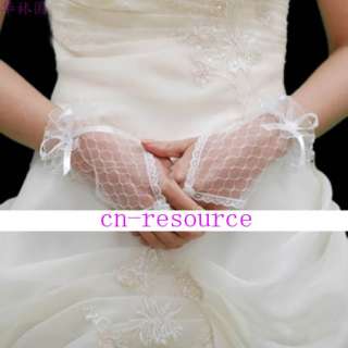 Ivory Wedding Proms Lace Fingerless bridal Gloves  