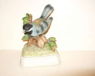 Vintage Gorham Blue Bird Jay Music Box Bisque Figurine  