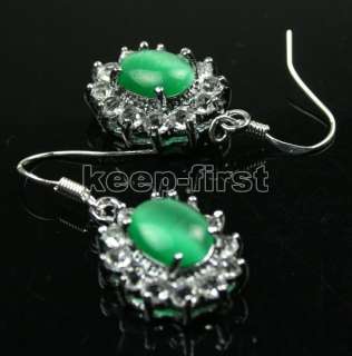 Fashion Jewelry Green Opal Dangle Earrings #752  