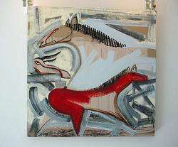   ABSTRACT STYLIZED MID CENTURY MODERNIST HORSE PAINTING *JASON TAYLOR