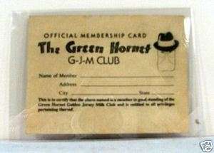 The GREEN HORNET Official Membership Card 1938 Premium  