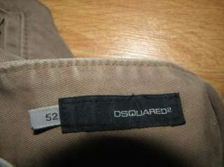 AUTHENTIC DSQUARED2 KHAKI/LEATHER PATCHES BUTTON FLY PANTS MENS SIZE 