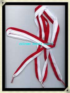 thick fat wide retro shoelaces shoe laces Red & White s  