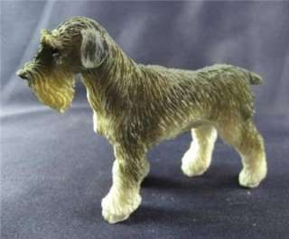 Miniature Grey Schnauzer Dog Figurine Uncropped Ears  