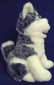 Stuffed Plush Animal Grey White Siberian Husky Dog EUC  