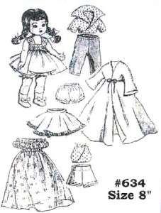 MAIL ORDER OLD 8 GINNY DOLL CLOTHES PATTERN 634  