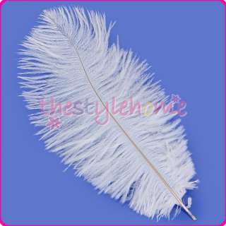 10pcs White Ostrich Feathers 6.7   9 inch Wedding Party Costumes 