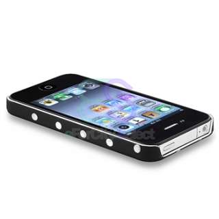 BLACK HARD CASE WHITE POLKA DOT FOR iPhone 4 4S 4G  