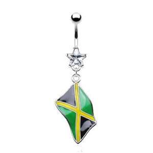  Belly ring with dangling Jamaican flag Jewelry
