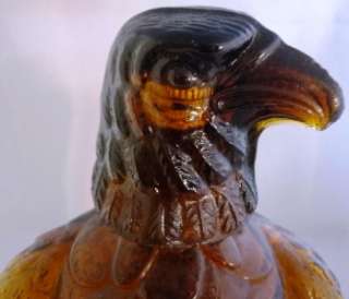   AMBER BROWN EAGLE BIRD GLASS WHISKY WHISKEY DECANTER BOTTLE  