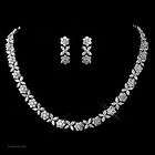Clear Cubic Zirconia Choker Necklace Earrings Set 8611