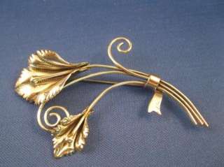 Vintage Coro Sterling Silver Floral Pin Brooch 1940s  
