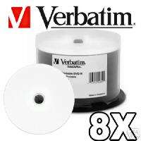 50 Verbatim 94854 8x DVD R White Inkjet Printable Media  