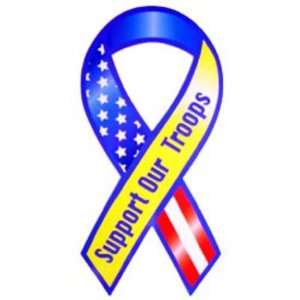 Support Our Troops Yellow Red White Blue & Yellow Refrigerator Magnet 