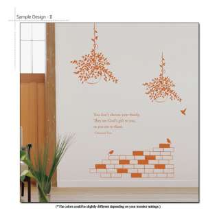 Family Quote & Flower Pot Large Size Wall Sticker Decal  