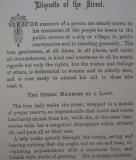 1880 ANTIQUE VICTORIAN ETIQUETTE BOOK Manners Toilette Receipts DRESS 