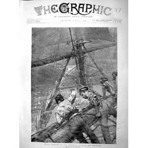  1895 Heavy Weather Channel Ship Stowing Mainsail