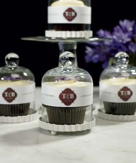 Practical Wedding Favor Cupcake Mini Bell Jars or Holders with White 