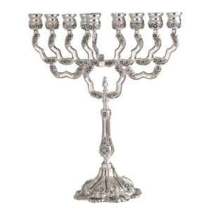  Alef Judaica M6468 Silver Plated Menorah with Oil Cups 