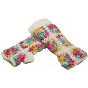   Flower Handwarmers W/ Fleece White Adult