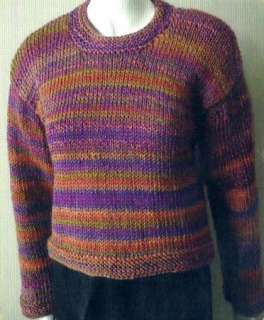   Knitting Pattern Knit Sweater Rainbow Pullover Variegated Stripes 9509