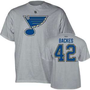  David Backes Gray Reebok St. Louis Blues Name and Number T 