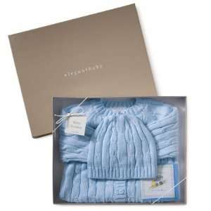    Elegant Baby   Cable Knit Sweater & Hat Boxed Set In Blue Baby