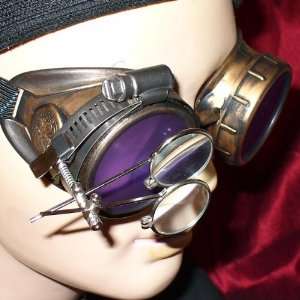   Victorian Goggles Glasses gold lila magnifying lens 